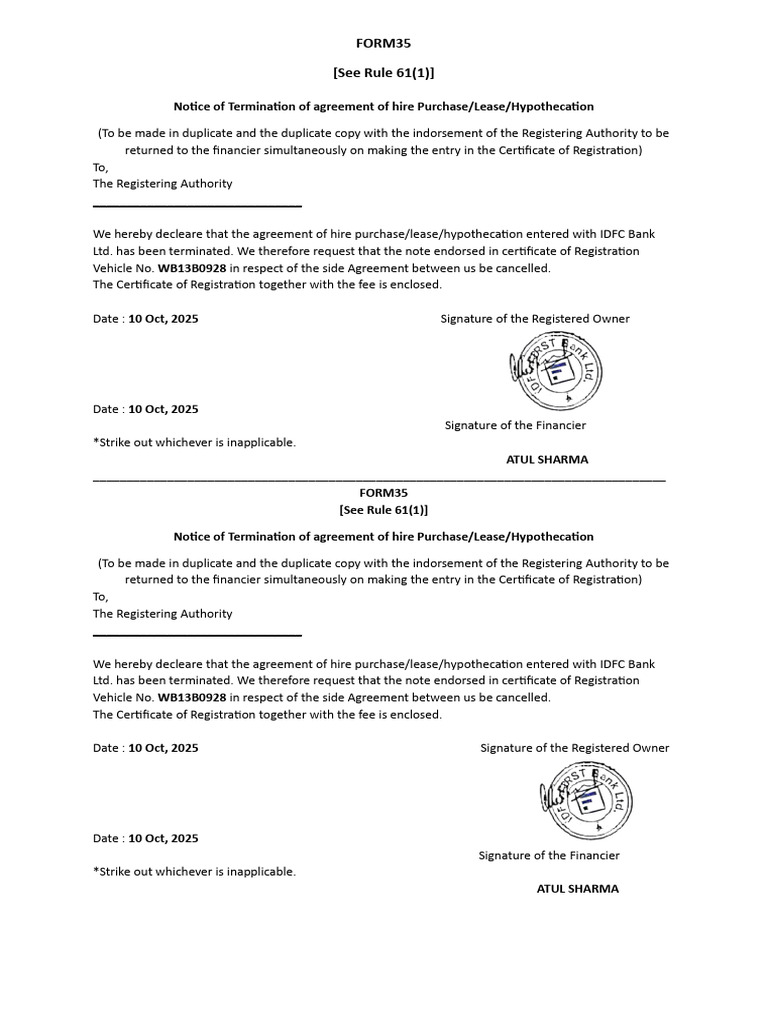 WB13B0928 Idfc P-2 | PDF