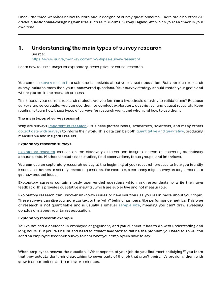 Week 2 - Types of Survey Research Designs | PDF | Survey Methodology ...