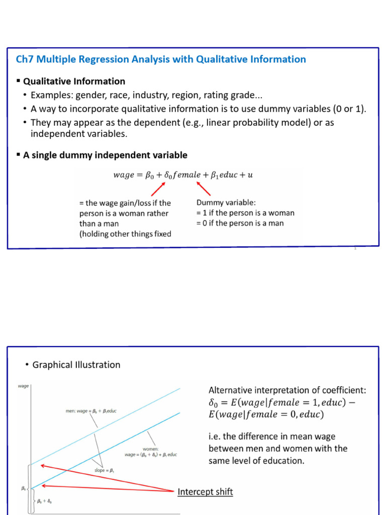 Ch7 (Multiple Regression Analysis With Qualitative Information) Lecture ...