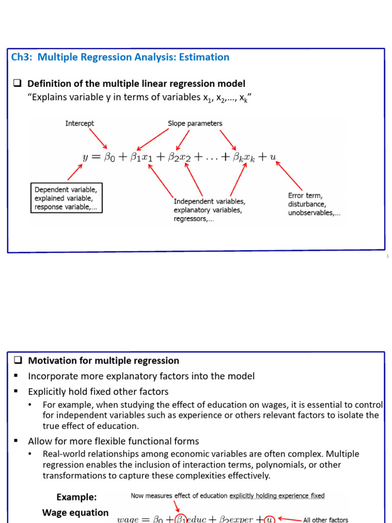 Ch3 (Multiple Regression Model - Estimation) Lecture Note | PDF ...