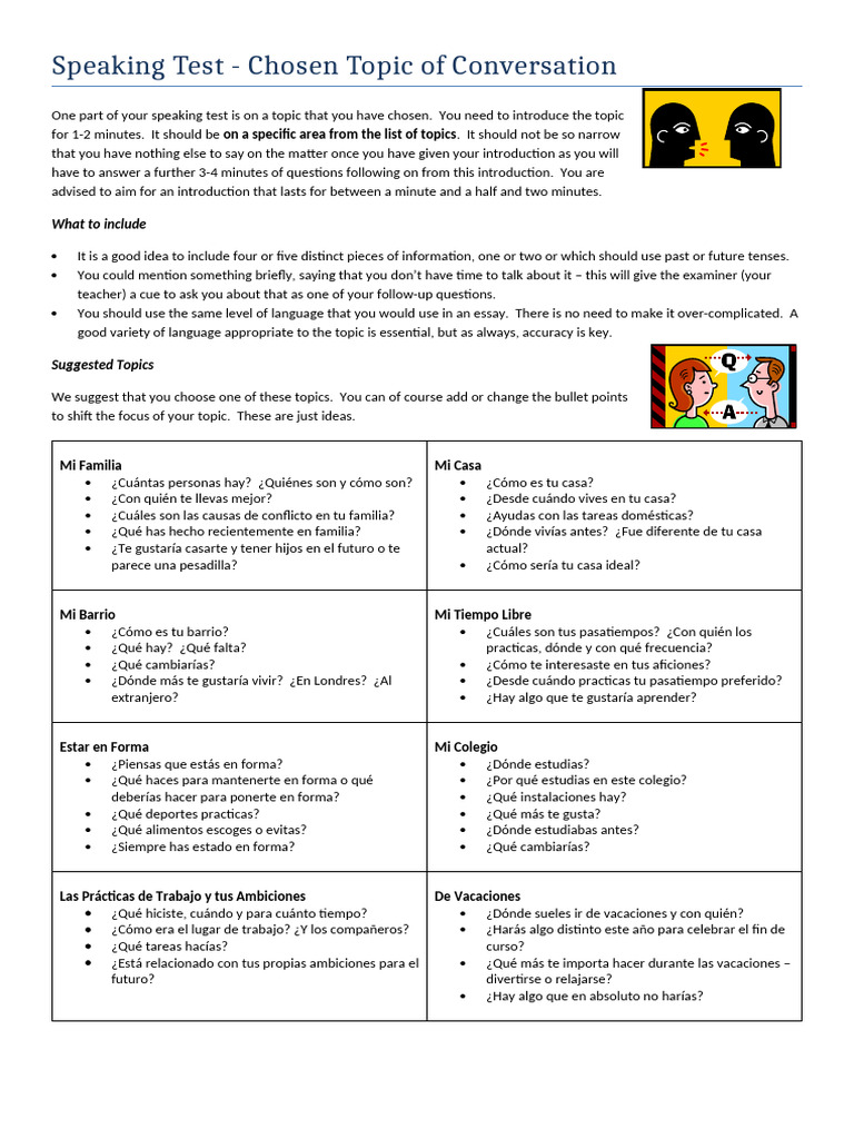Guide To The Chosen Topic of Conversation | PDF