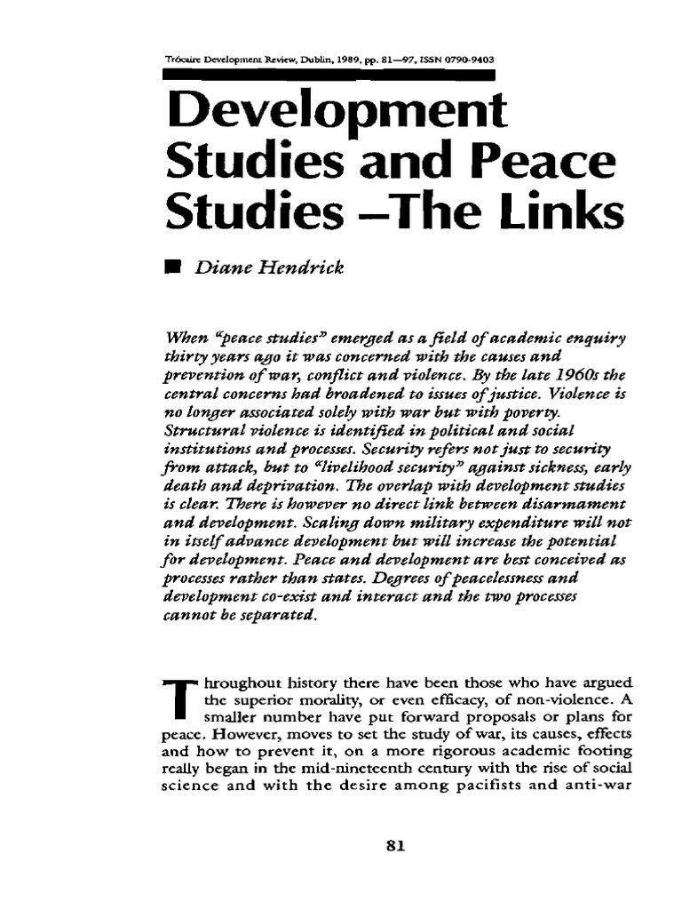 Development Peace Studies | PDF