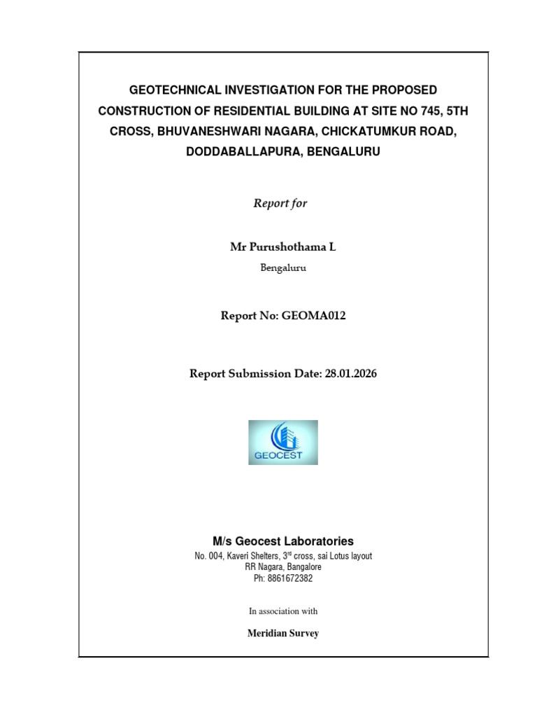 GI Report - Doddaballapura | PDF | Geotechnical Engineering | Civil ...