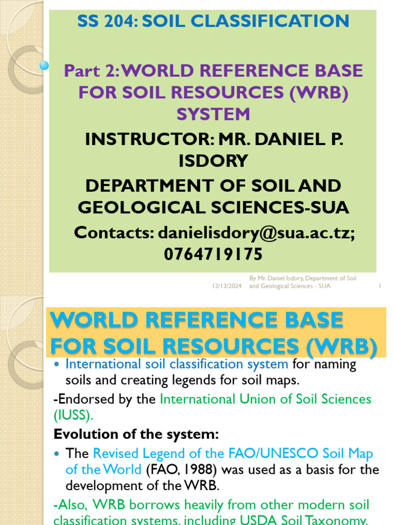 SS 204 - SOIL CLASSIFICATION - Part 2 - WRB - IK - PRACTICALS | PDF ...