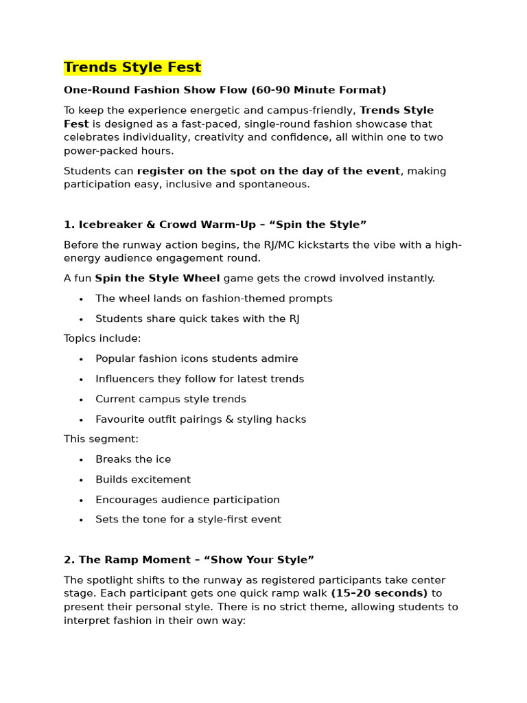 Trends Style Fest Show Description | PDF