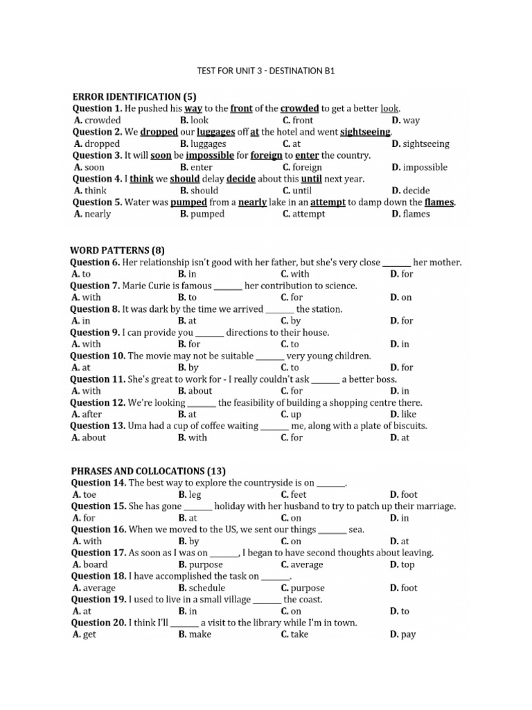 Test For Unit 3 | PDF