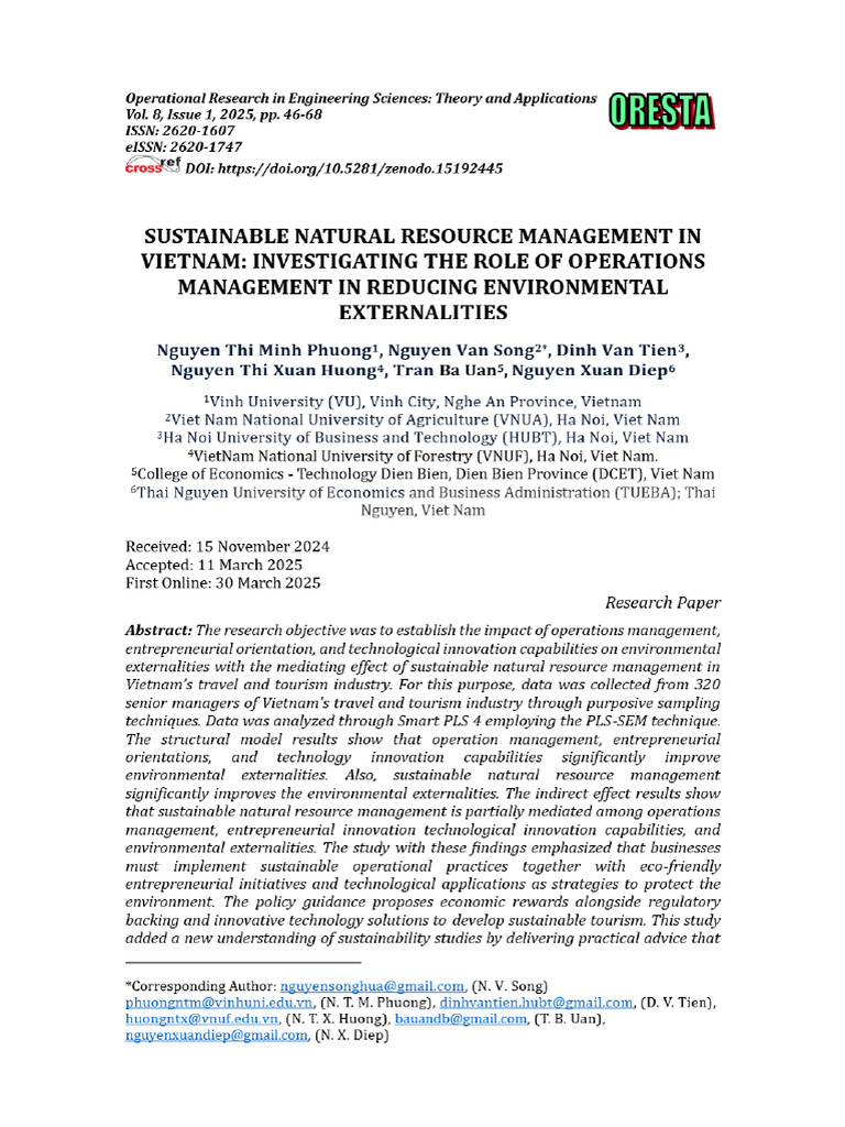 View of Sustainable Natural Resource Management in Vietnam ...