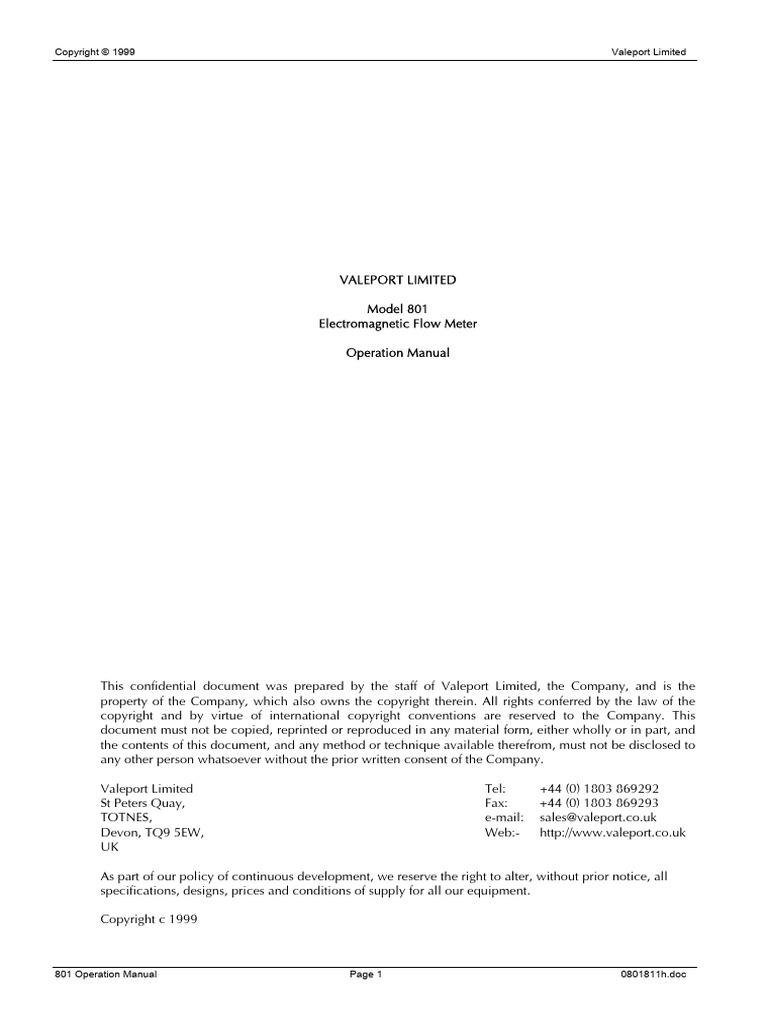 Flow Meter Model 801 | PDF | Electrical Connector | Standard Deviation