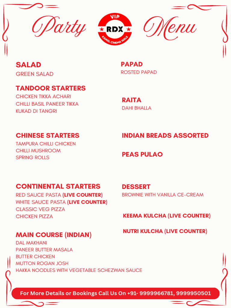 Special Party Menu RDX | PDF