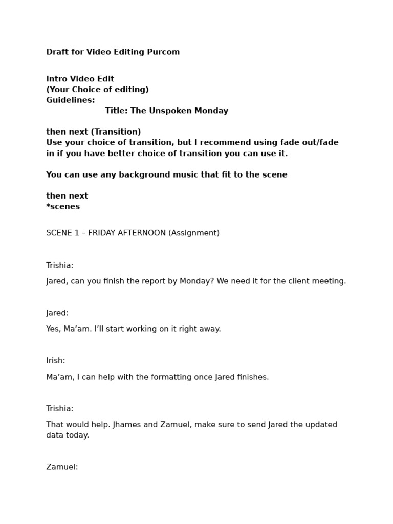 Draft For Video Editing Purcom | PDF