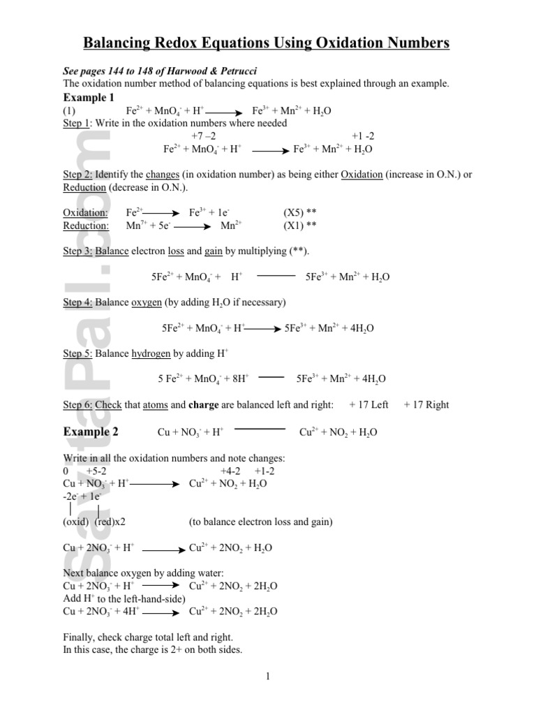 Balancing Using Oxidation Numbers | PDF
