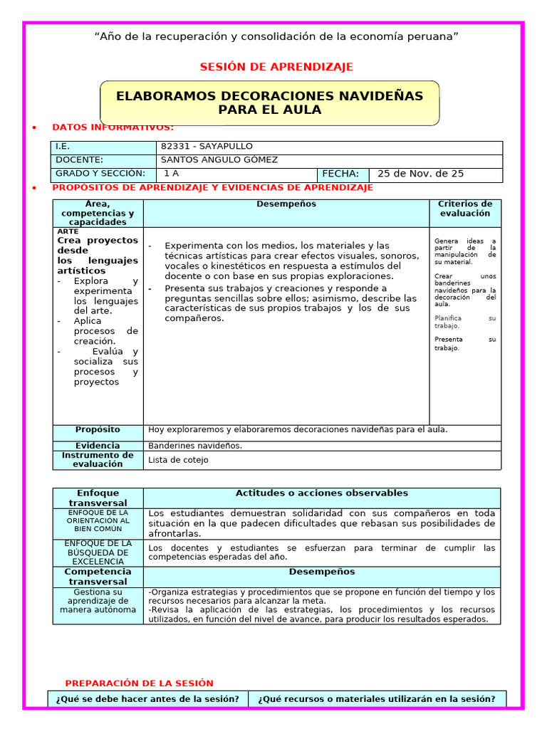 Sesión de Arte y Cultura | PDF | Evaluación | Aprendizaje