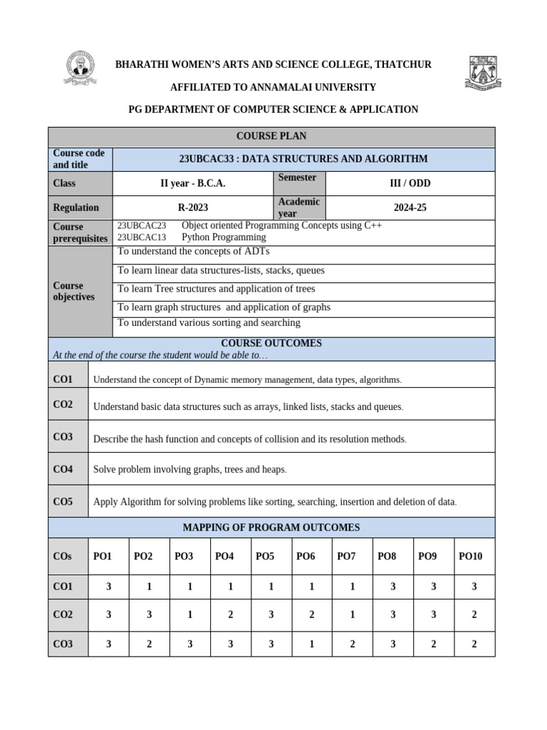 23ubcac33 - Data Structures & Algorithm | PDF | Computer Science | Science
