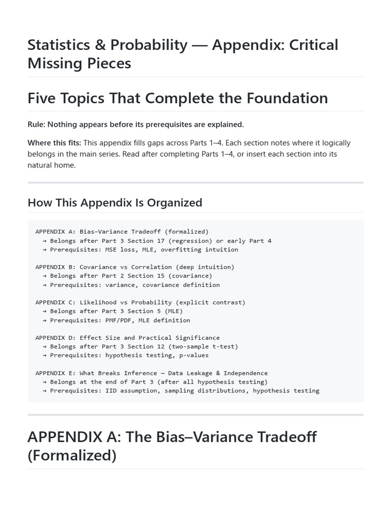 Statistics & Probability - Appendix-Critical Missing Pieces | PDF ...