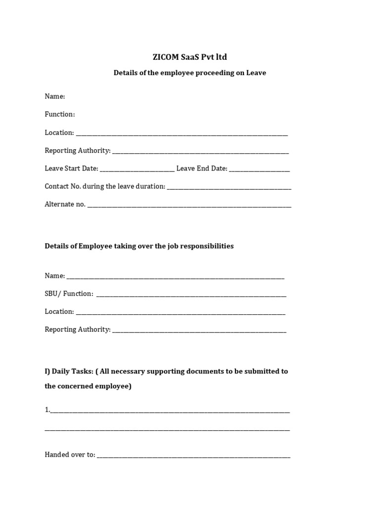 Leave Handover Document | PDF | Chess Theory | Chess