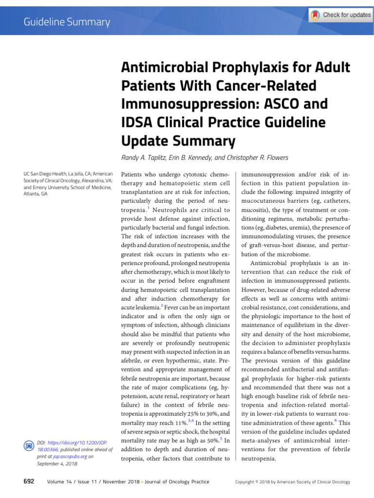 Taplitz Et Al 2018 Antimicrobial Prophylaxis For Adult Patients With ...
