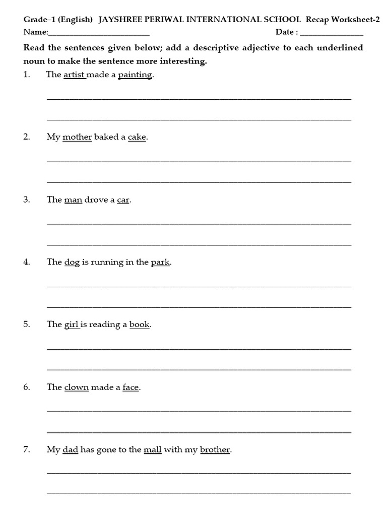 Recap Worksheet - Worksheet-2 | PDF | Adjective | Verb