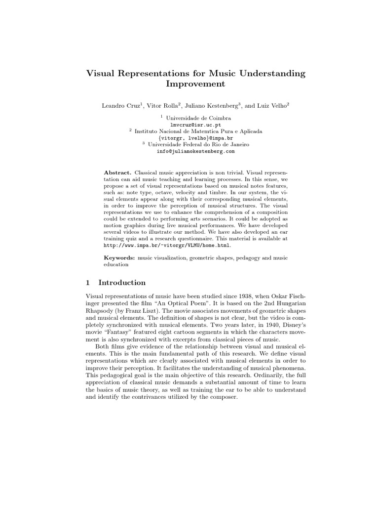 Visual Representations For Music Understanding | PDF | Musical ...
