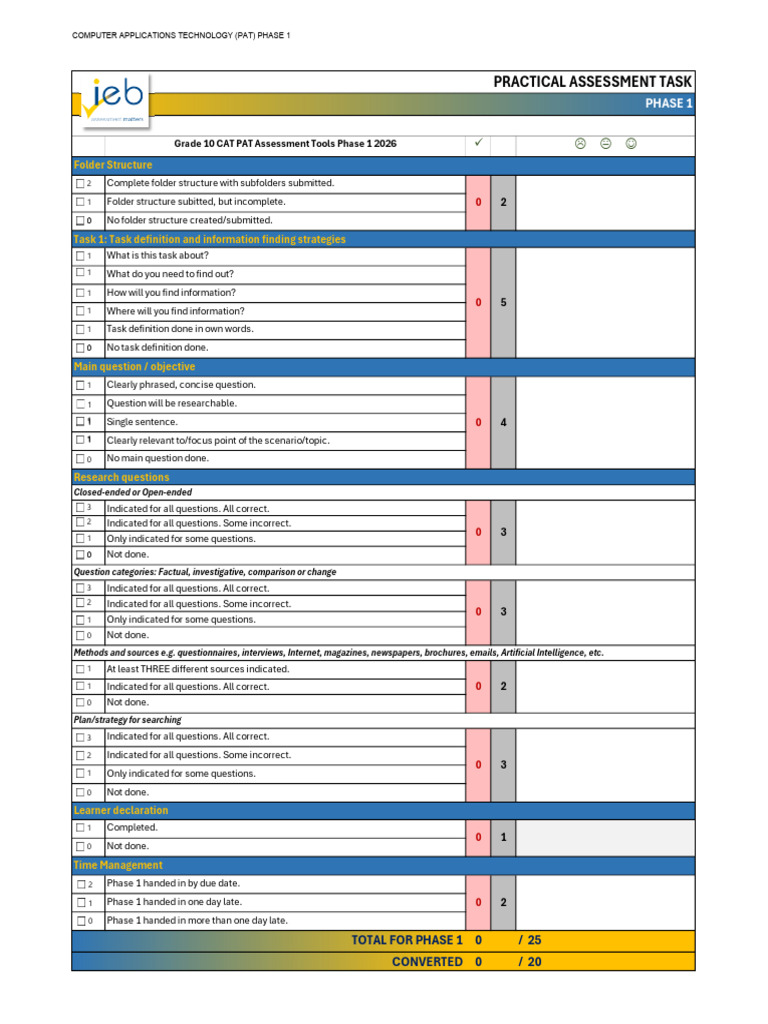 Grade 10 CAT PAT Assessment Tools Phase 1 2026 | PDF | Question | Human ...
