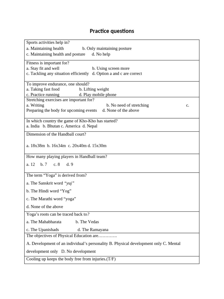 Class 6 Practice Questions | PDF