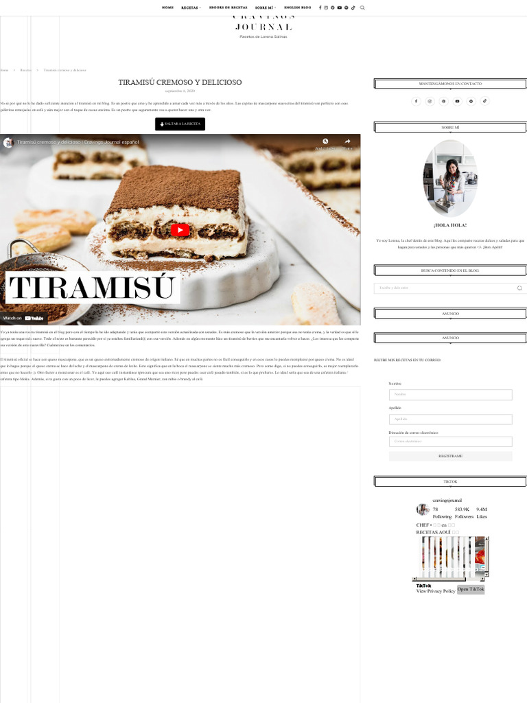 Tiramisú Cremoso y Delicioso - Cravings Journal | PDF