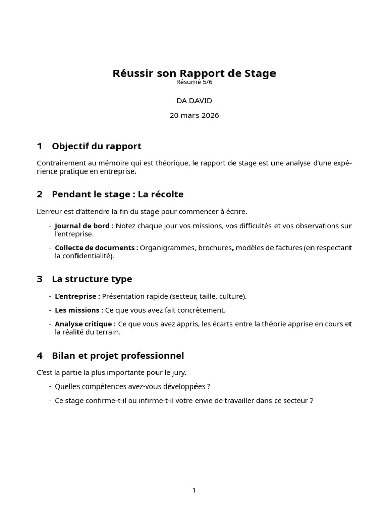 Résumé 5 - Rapport de Stage | PDF