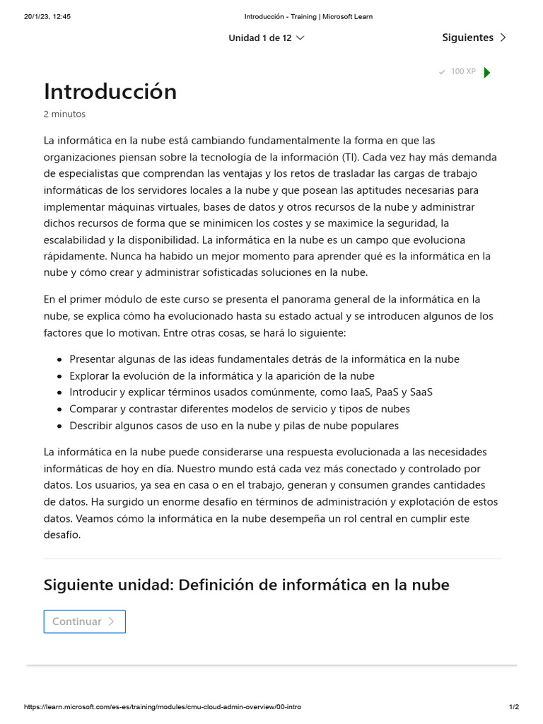 1- Introducción - Training _ Microsoft Learn | PDF | Computación en la ...