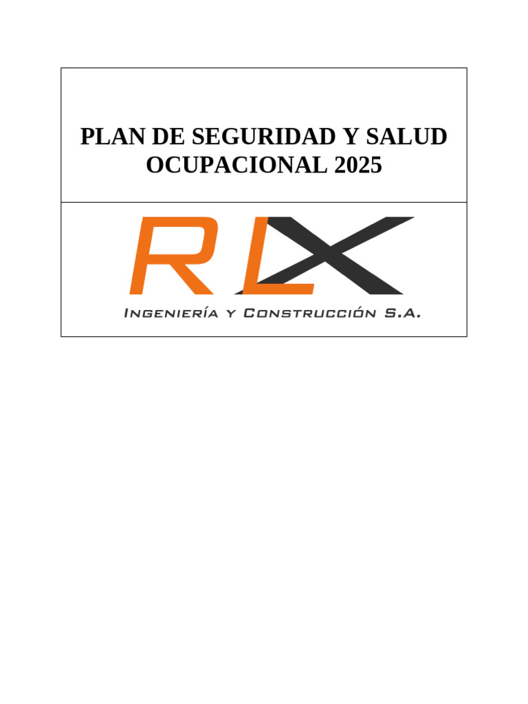 Plan de Seguridad y Salud Ocupacional | PDF | Seguridad y salud ...