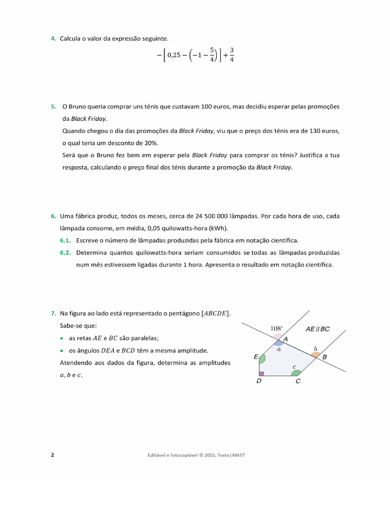 Teste Matemática | PDF