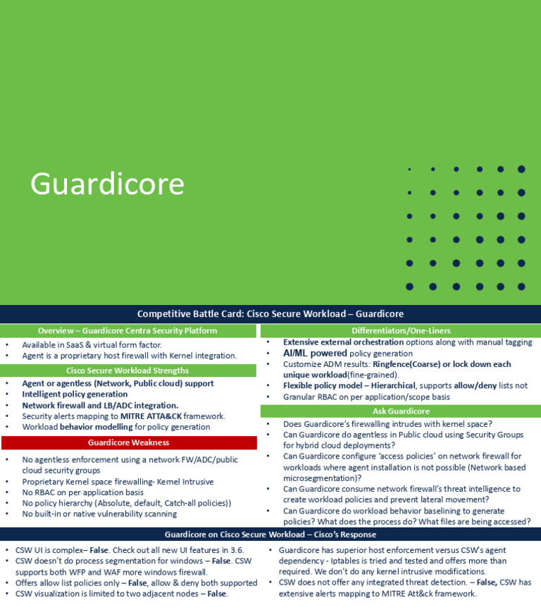 Guardicore Competitive Battle Card | PDF | Cloud Computing | Firewall ...