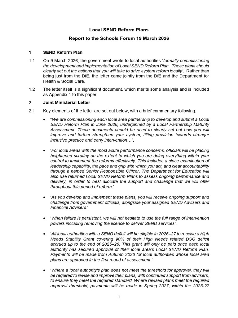 Local Send Reform Plans | PDF