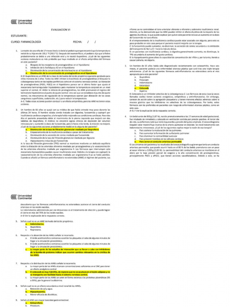 F. AINEs - Rpta 3 | PDF | Droga anti-inflamatoria libre de esteroides ...