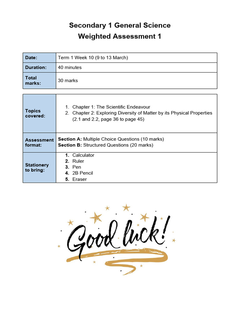 2026 S1 General Science WA1 Notice | PDF