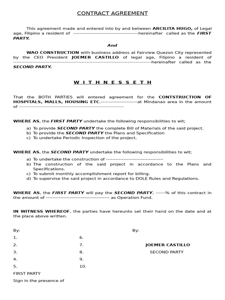 Contract Agreement | PDF