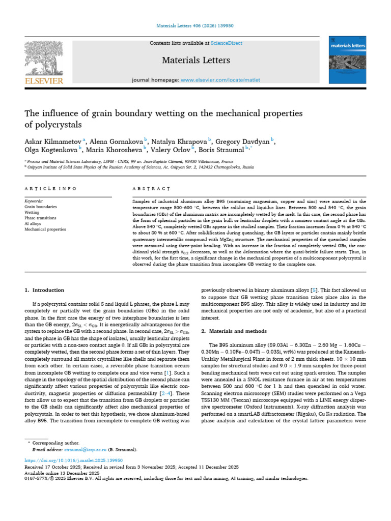 He Influence of Grain Boundary Wetting On The Mechanical Properties of ...