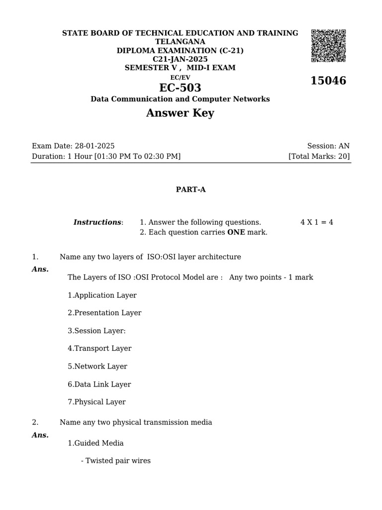 1 DCCN Mid-1 2025 | PDF | Computer Network | Local Area Network