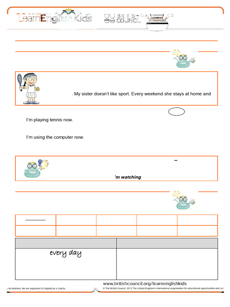 Grammar Games Present Simple and Present Continuous Worksheet 2 | PDF ...
