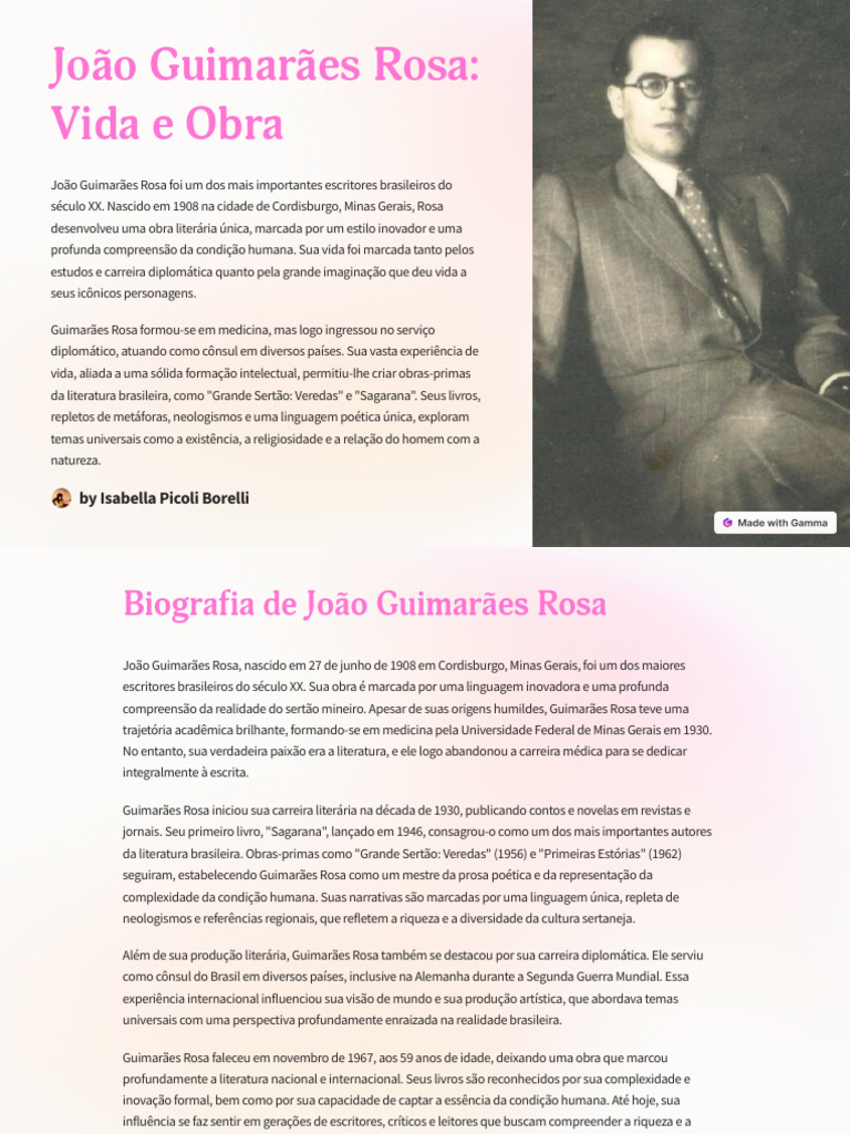 Joao Guimaraes Rosa Vida e Obra | PDF