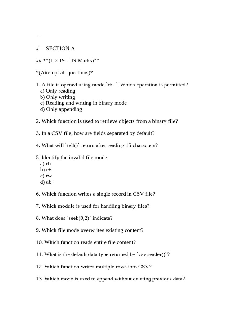 File Handling Test (20.03.2026) | PDF | Computer File | Computer ...