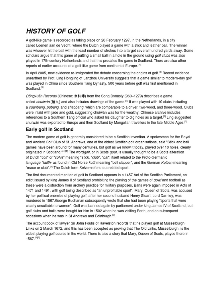 History of Golf PDF Scotland Mary, Queen Of Scots