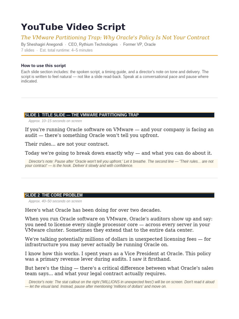 YouTube Script VMware Oracle Trap | PDF | Oracle Corporation | Virtual ...