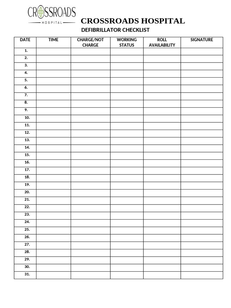 Defibrilator Checklist | PDF