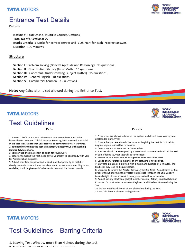 Entrance Test Guidelines | PDF | Computing