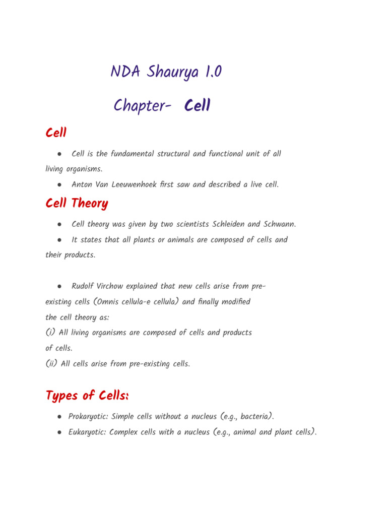 Cell Handwritten Notes | PDF | Cell (Biology) | Osmosis