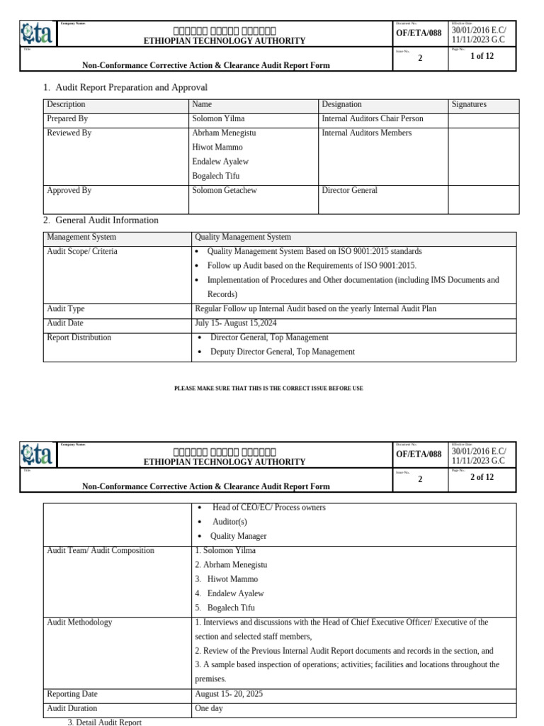 FINAL Regulatory Contro Non-Conformance Corrective Action and Clearance ...