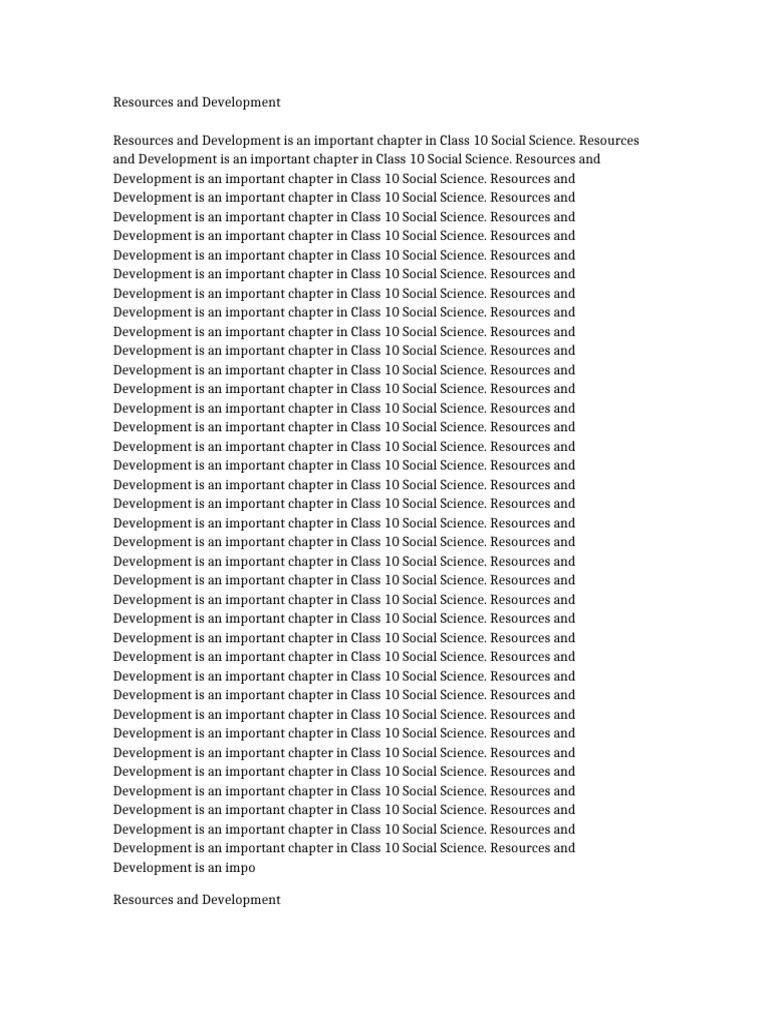 Resources and Development Detailed | PDF