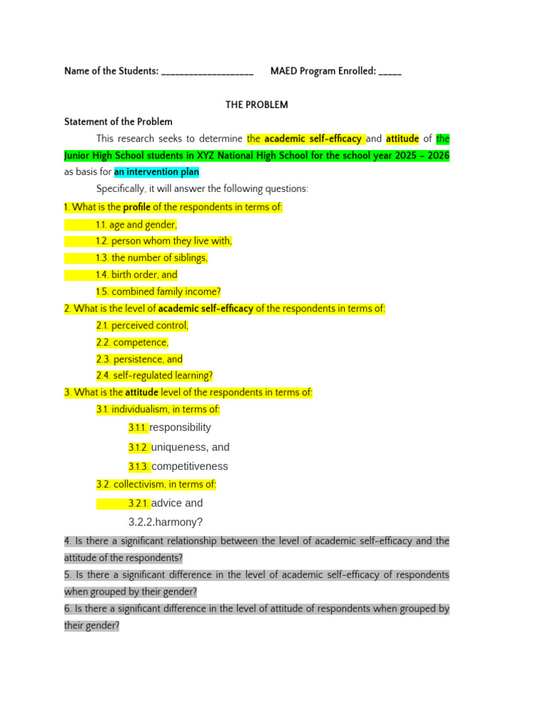 Template - Statement of The Problem | PDF