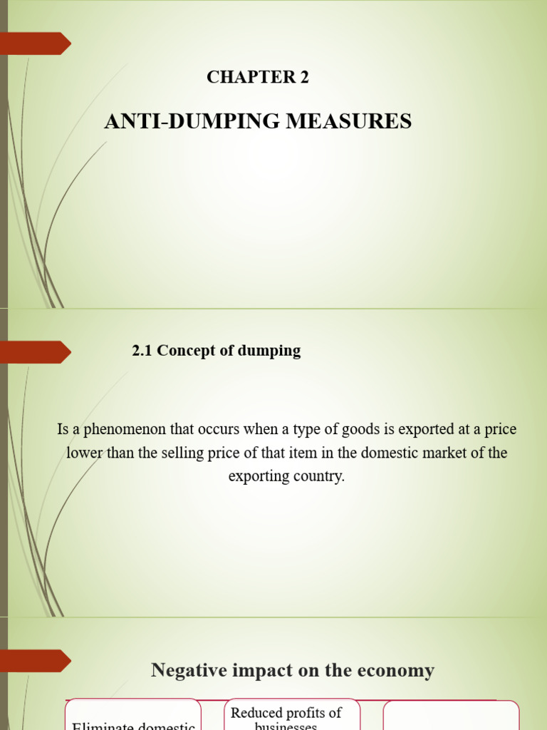 Chapter 2. Anti-Dumping Measures | PDF | Dumping (Pricing Policy ...