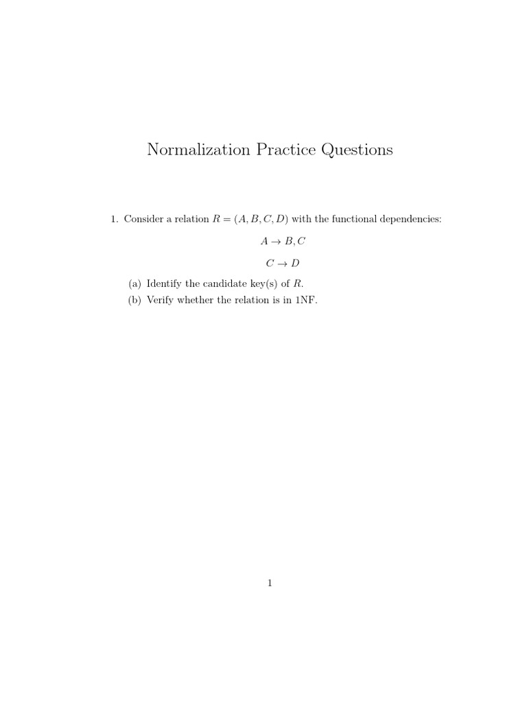 Normalization Practice Questions 1 | PDF | Chess Theory | Chess