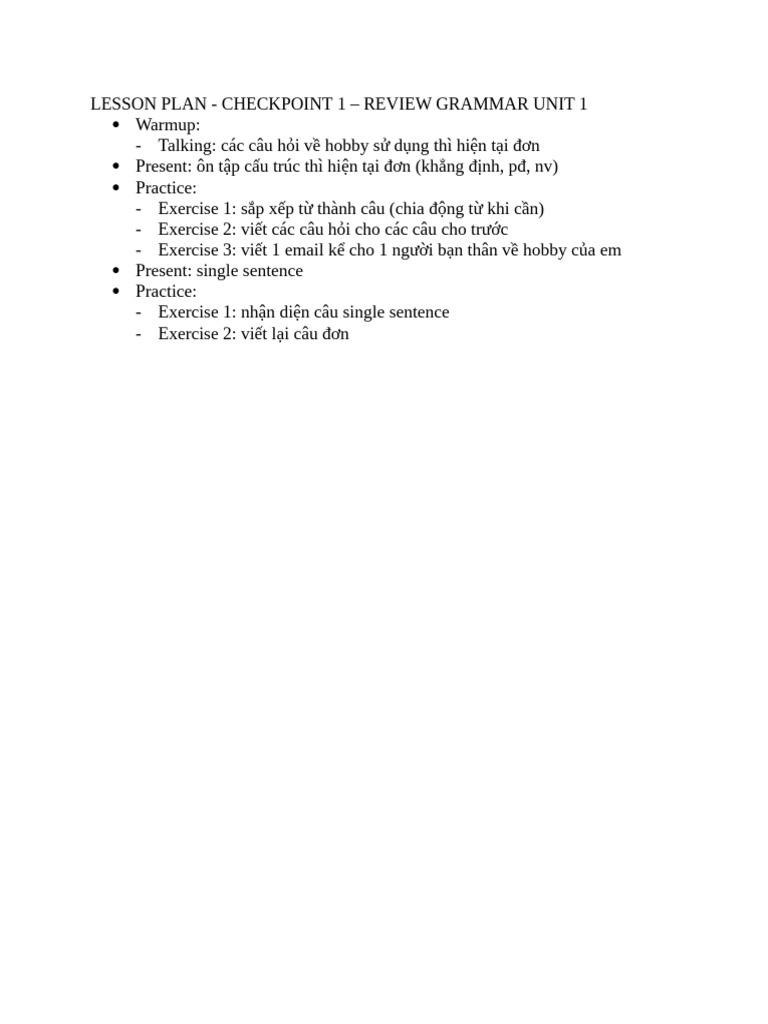 Lesson Plan - Checkpoint 1 | PDF